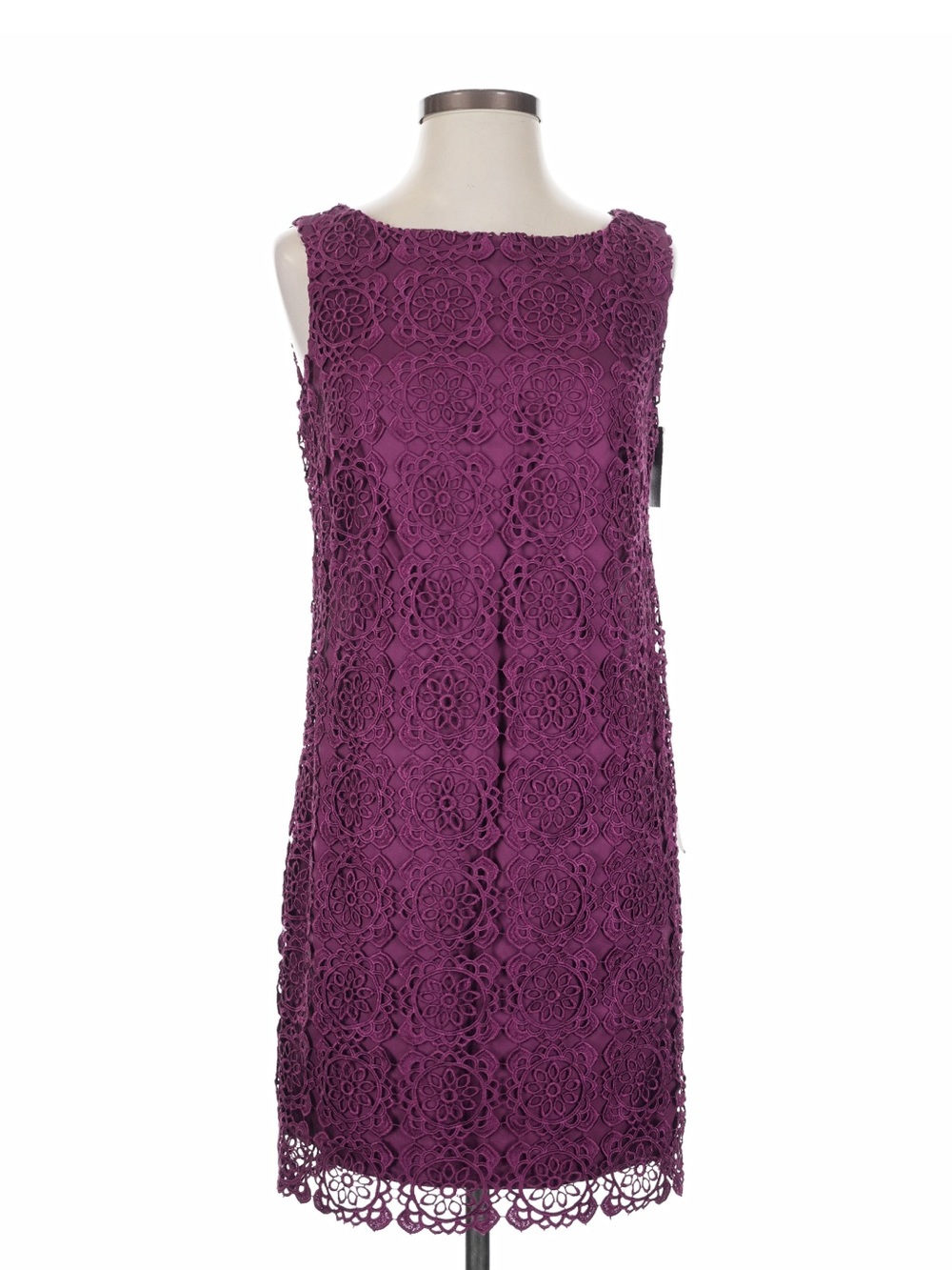 LAUNDRY lace dress sleeveless fully lined exposed gold zip closure Size 2